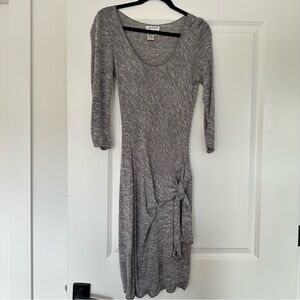 Max Studio Specialty Products (S) Gray Knit 3/4 Sleeve Wrap Look Sweater Dress